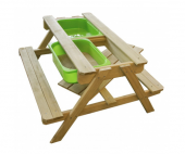 Стол для игр с песком и водой со скамейками и грифельной поверхностью + 5 кг песка