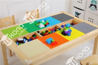 LEGO Стол для конструирования "РАДУГА" деревянный с двумя открывающимися крышками
