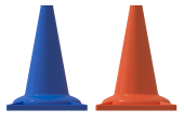 Набор конусов сигнальных 33 см (6 голубых + 6 оранжевых)		
