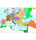 Карта Европа 14-15 век глянцевое 1-стороннее ламинирование