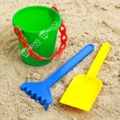 Набор для игры в песке №28: ведёрко, лопатка, грабельки