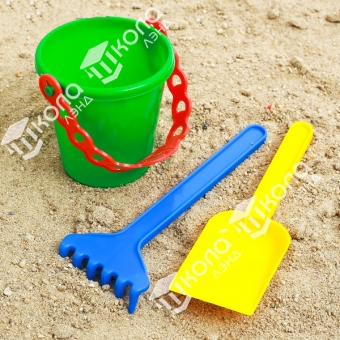 Набор для игры в песке №28: ведёрко, лопатка, грабельки