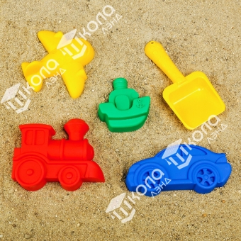 Набор для игры в песке №104: 4 формочки, совок с камешками, МИКС
