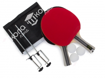 Набор для настольного тенниса (2 ракетки, 3 шарика, сетка с креплением)