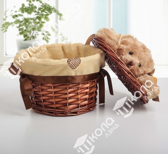 Корзина универсальная плетёная с крышкой Доляна «Медвежонок», 21×21×15 см, цвет коричневый