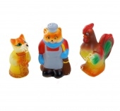 Набор резиновых игрушек «Кот, лиса и петух»