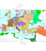 Карта Европа 14-15 век глянцевое 1-стороннее ламинирование