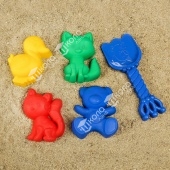 Набор для игры в песке №103: 4 формочки, совок с короной, МИКС