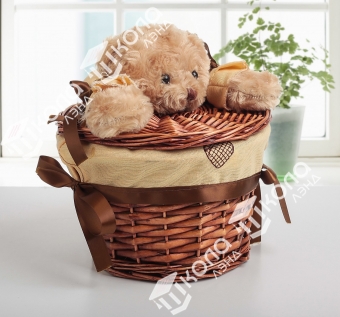 Корзина универсальная плетёная с крышкой Доляна «Медвежонок», 21×21×15 см, цвет коричневый