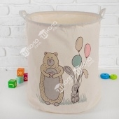 Корзина для хранения игрушек "Мишка и зайка с шариками" 40×40×48 см